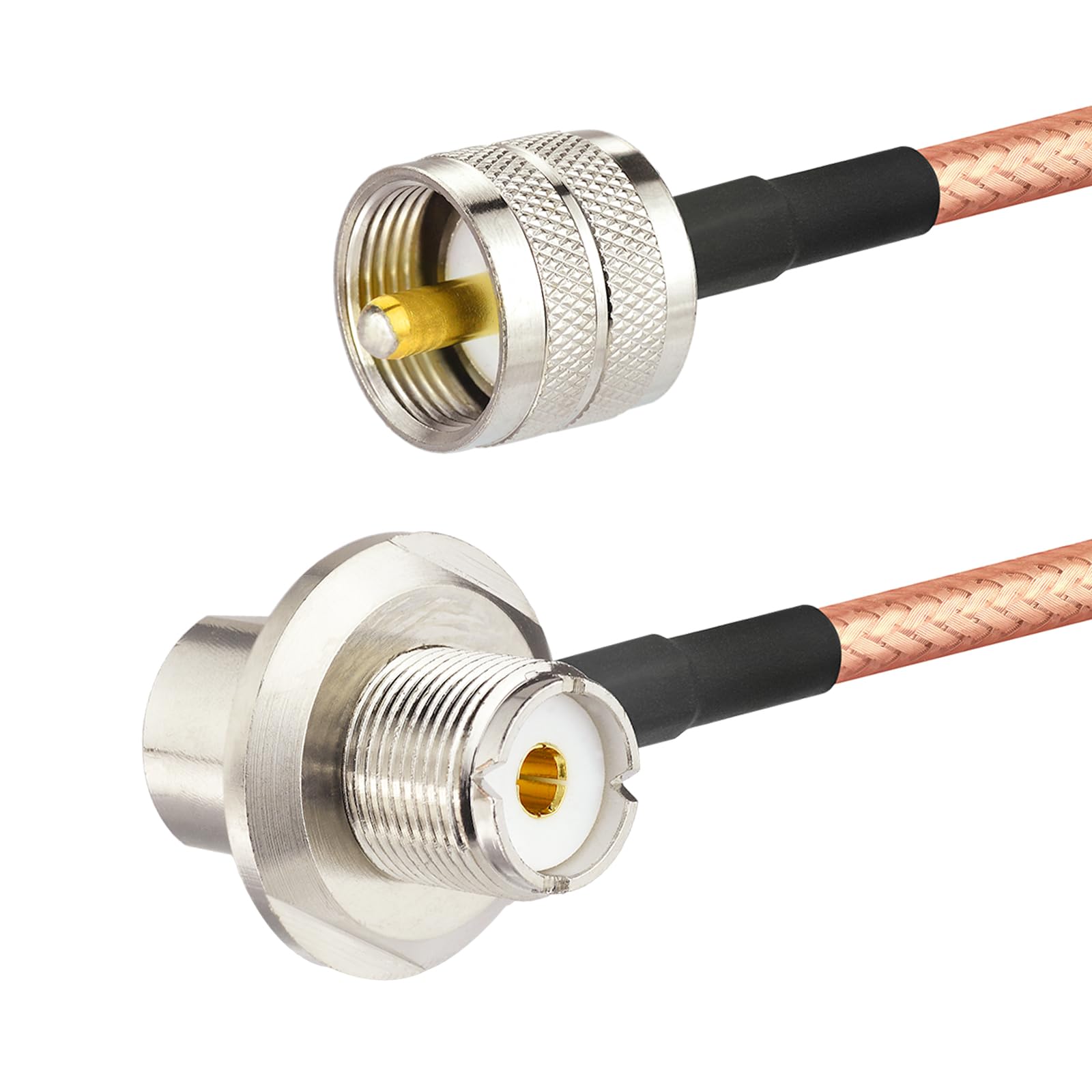 Superbat Cable UHF 3 m Low Loss PL259 SO239 macho recto a hembra RG400 cable coaxial doble chapado en plata apantallado para radio CB HF VHF UHF Marino SWR metros Analizador de antena