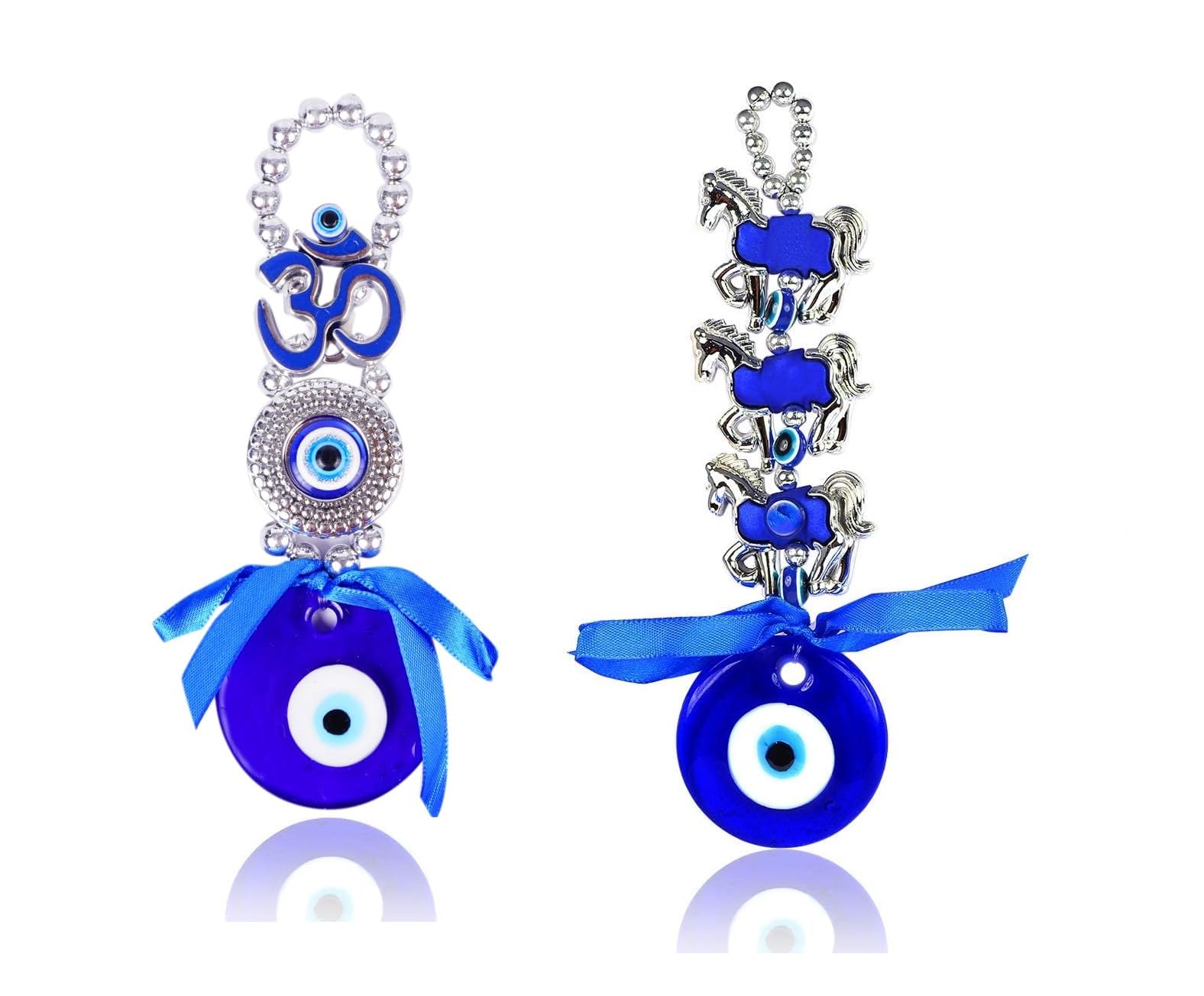 Sponsored Ad - Combo Offer 2 Pcs Turkish Feng Shui Vastu Blue Glass Evil Eye Hanging for Diwali Gift/Door Hanging Nazar Batu for Protection and Good Luck - Perfect for Diwali Gifting Home or Office