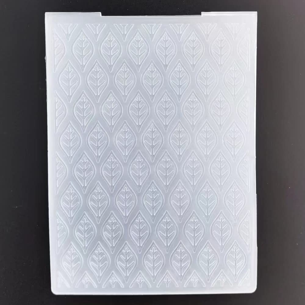 WooYangFun 1PC Merry Christmas Leaves Background Embossing Folder for Card Making Floral DIY Plastic Scrapbooking Photo Album Card Paper DIY Craft Decoration Template Mold (Small Leaves)