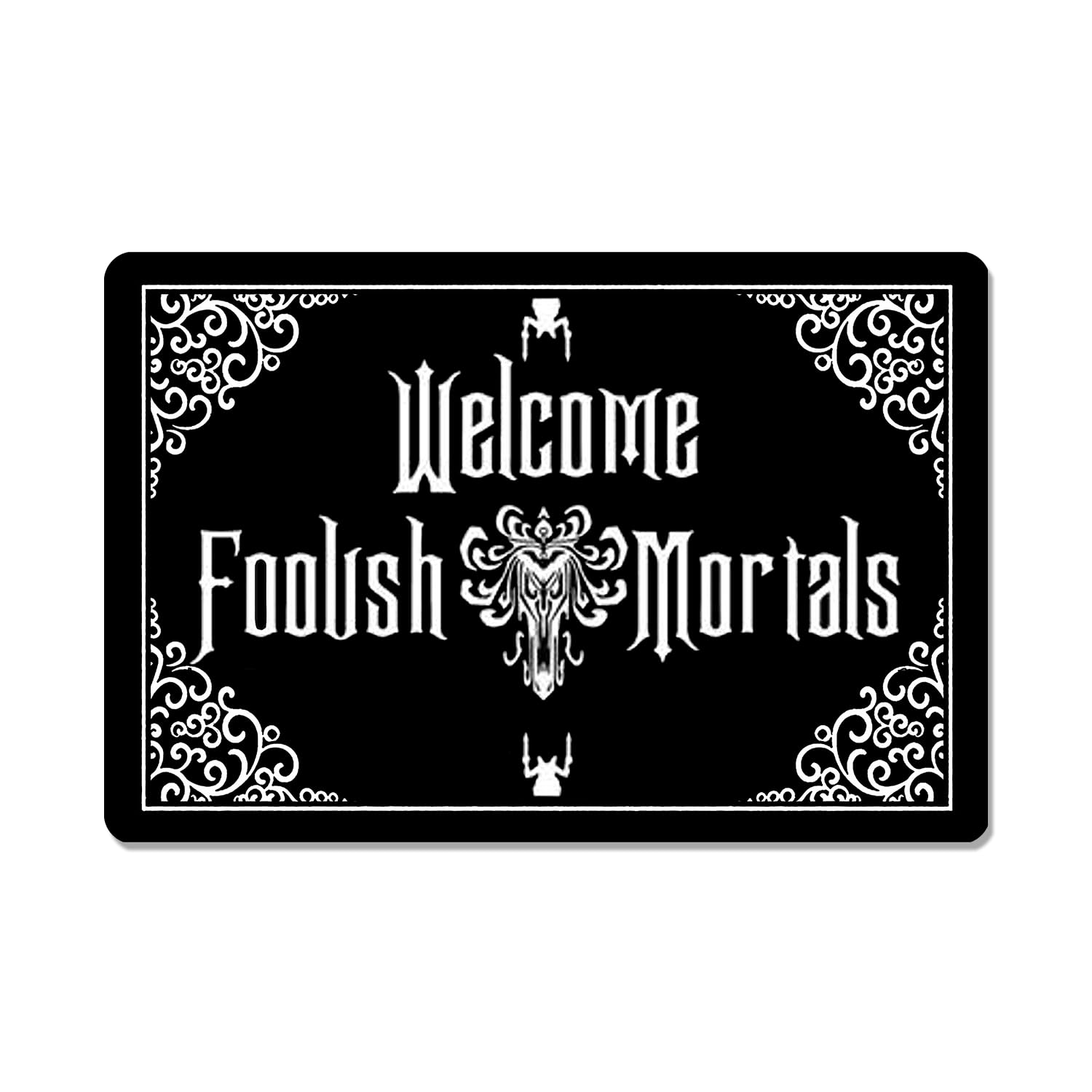 IFHUH Funny Front Door Mat Welcome Foolish Mortals Mat Rubber Non Slip Backing Funny Doormat for Outdoor/Indoor Uses, Low-Profile Rug Mats for Entry