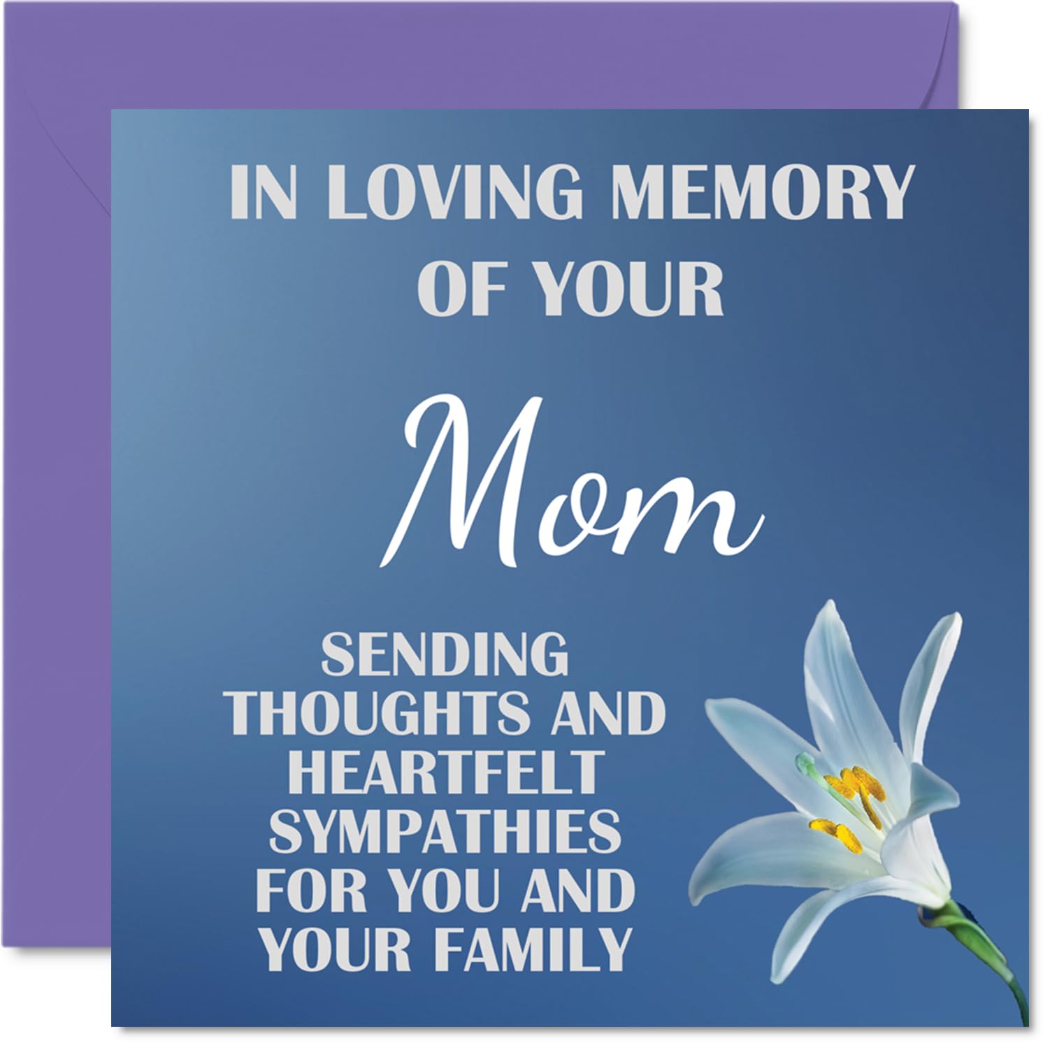 Sympathy Cards - In Loving Memory Of Your Mom Card - Sorry Mourning Bereavement Cards for Adults, 145mm Condolences Thinking of You Card, Flowers Sympathy Greeting