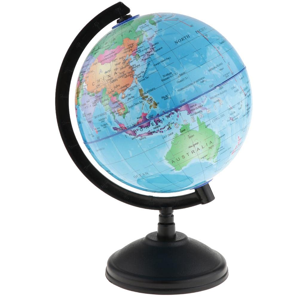 jojomis 14cm World Globe English National Maps Educational Geography Kids Toy, Blue, 14cm