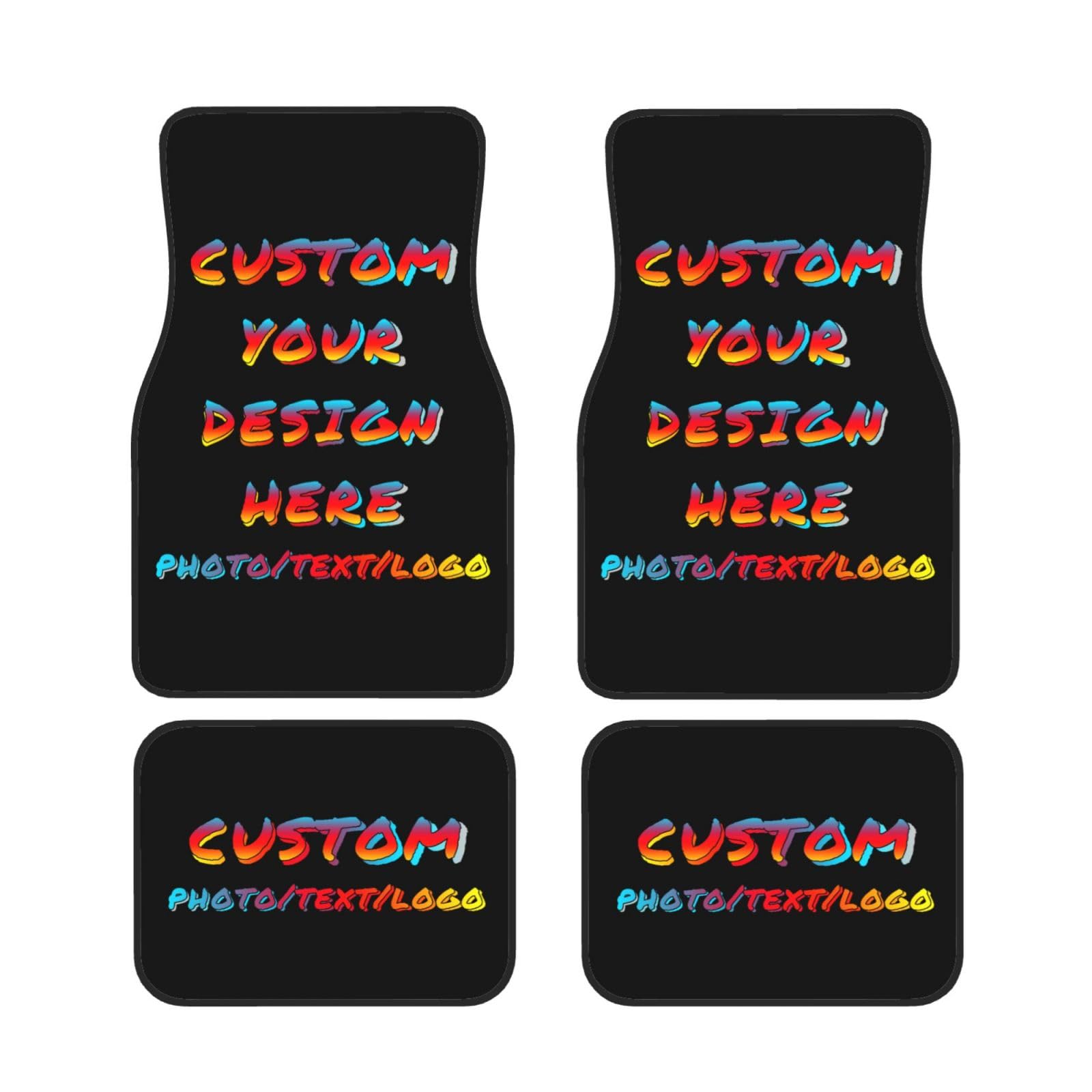 Lllgsh Multicolor Personalized Set Of 4 Car Floor Mats, Personalized Car Foot Mats, Add Your Name Photo Logo Text Custom Car Floor Mats, Fit For Suv,Vans,Sedans, Trucks,Set Of 4