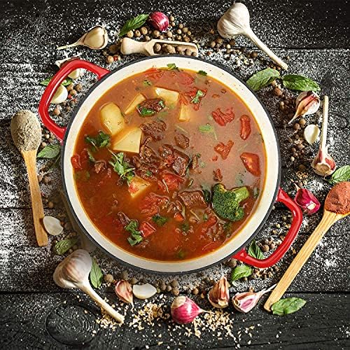 Cast Iron Casserole Braiser, 3.8 Quart Enameled Cast Iron Dutch Oven Pan with Lid, Heavy Duty and Dual Handles Skillet, Oven-Safe Porcelain Surface Casserole Dish - Thumbnail 3