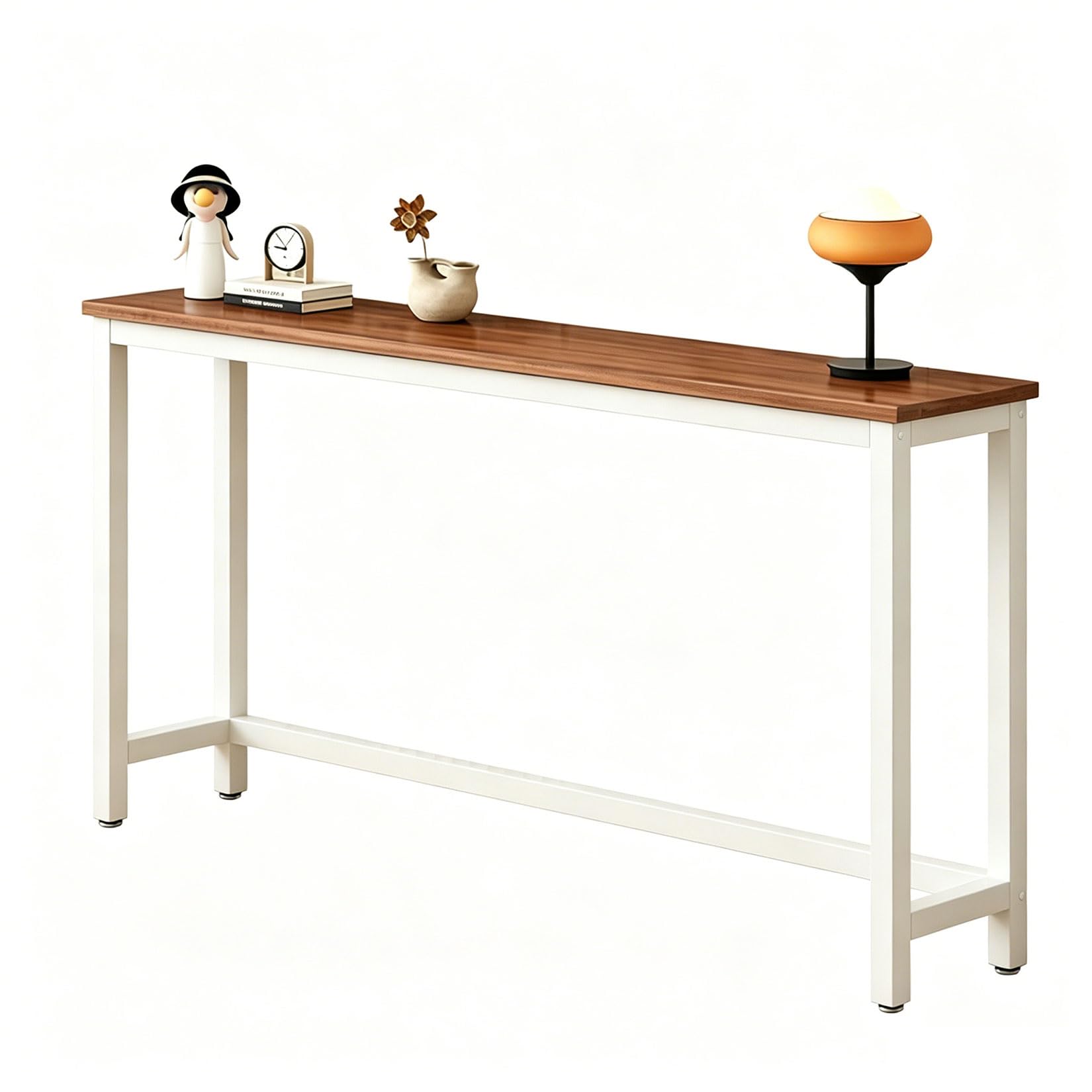 KERIVO Slim Console Table for Hallway,Narrow Console Table Brown 15cm Wooden Sofa Meuble for Living Room,Long Behind Couch, Metal Frame, Small Breakfast Dining Tables,for Foyer, Living Room,Hallway