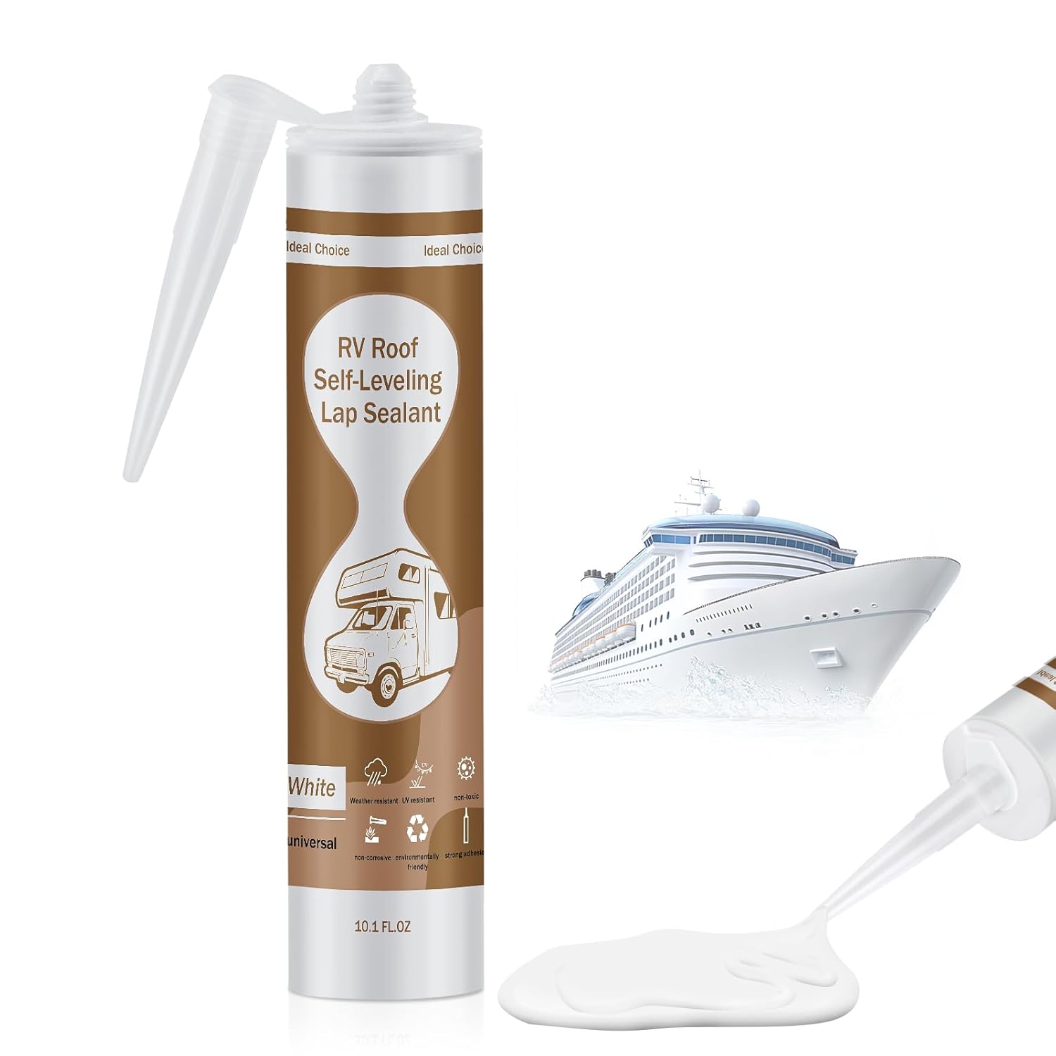 Self Leveling RV Roof Sealan, 10.1 oz Fast Cure Caulking RV Silicone Joint Sealant, UV Resistant Flexible Bonding and Sealing for RVs, Boats and Roofs