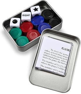 LRC Dice Game Set, Funny Left Right Center Dice Game Set Including 3 Dices 40 Colorful Chips, Dice for Left Right Center Game Board Games Accessories with Instructions