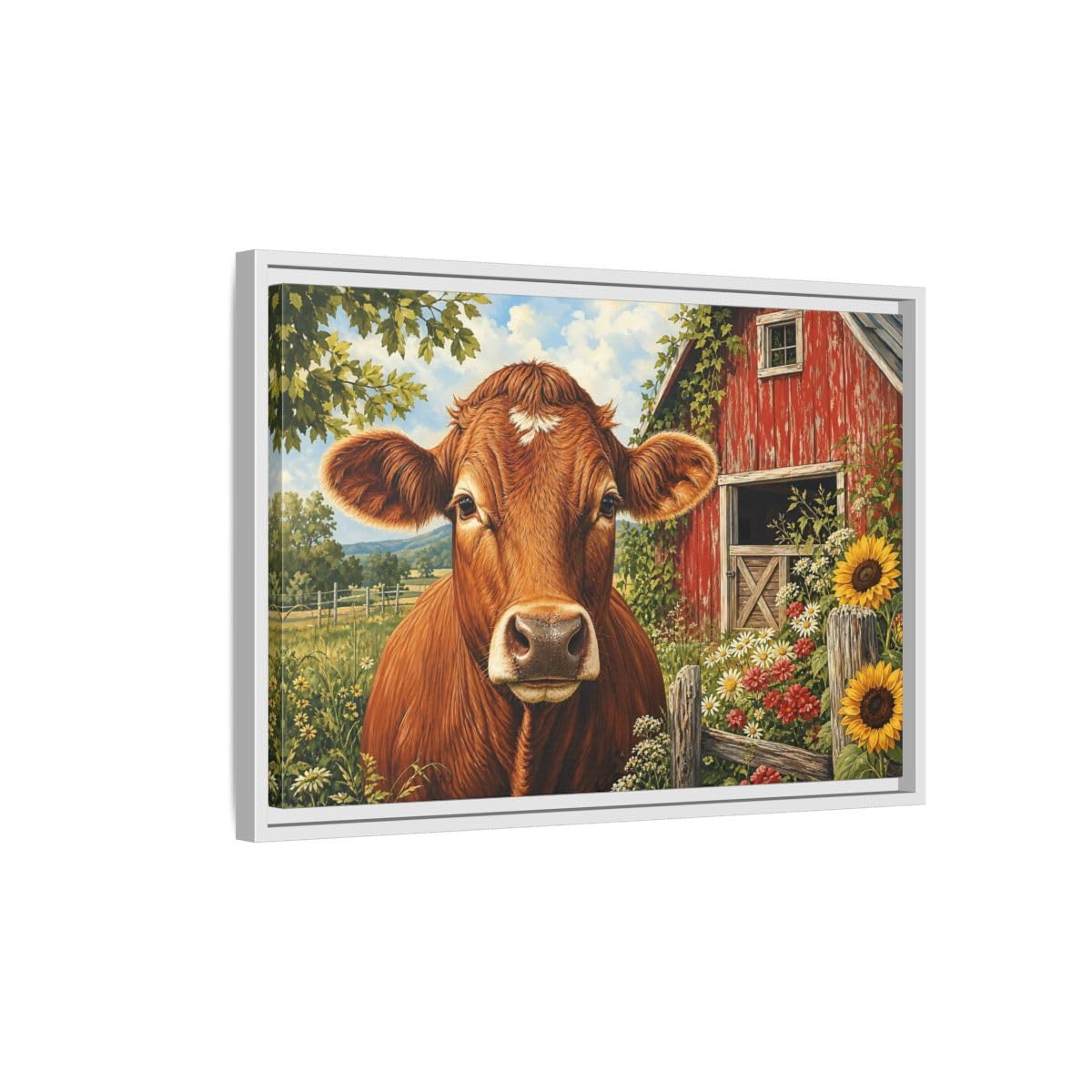 Tableau vache marron 60x40 pour salon chaleureux au-dessus du canapé - 8