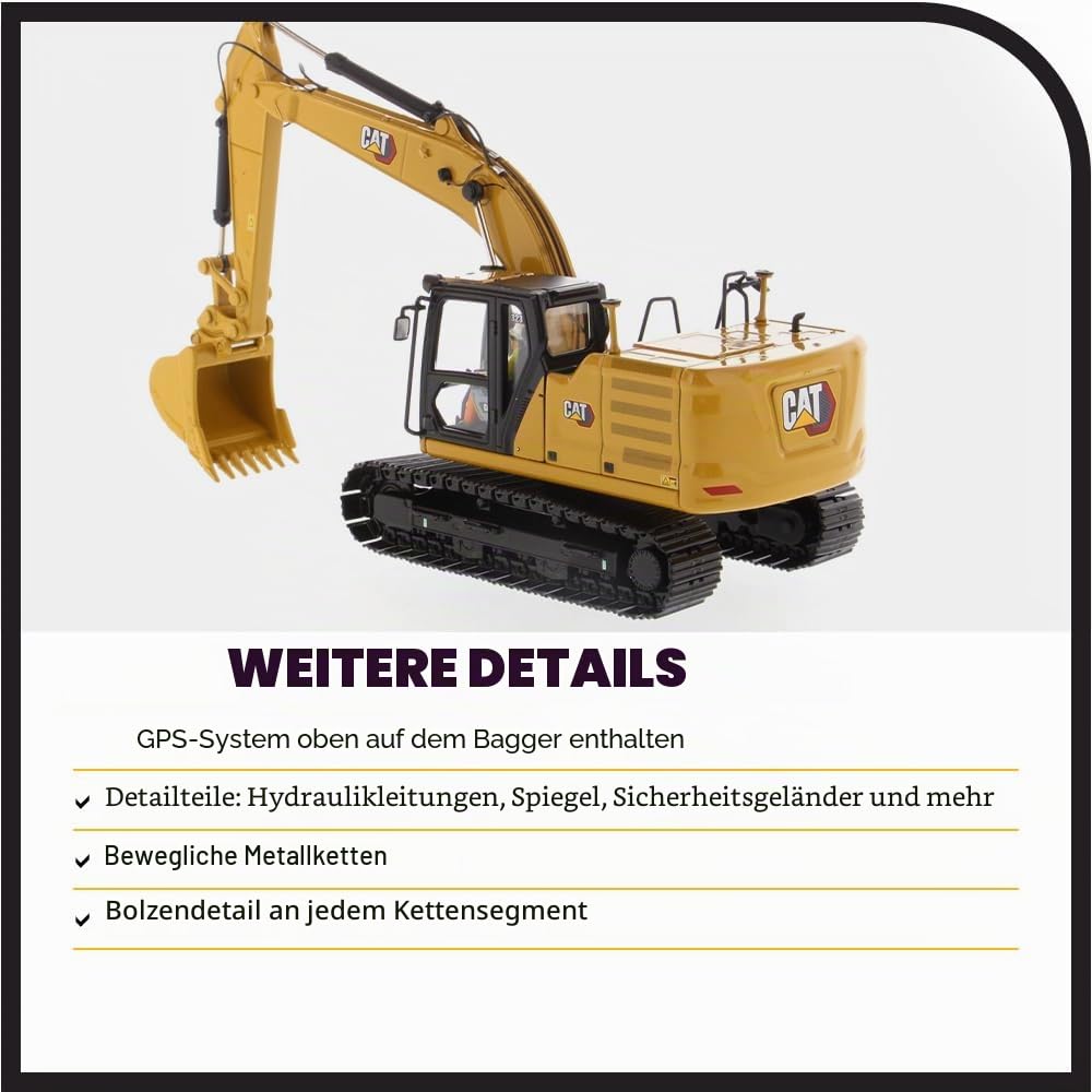 Diecast Masters 1:50 Scale Model Cat 323 Hydraulic Excavator, 85571 | Detailgetreues CAT Baufahrzeug, ca. 18,3 x 6,3 x 8 cm, ab 14 Jahren, für Sammler, 85571