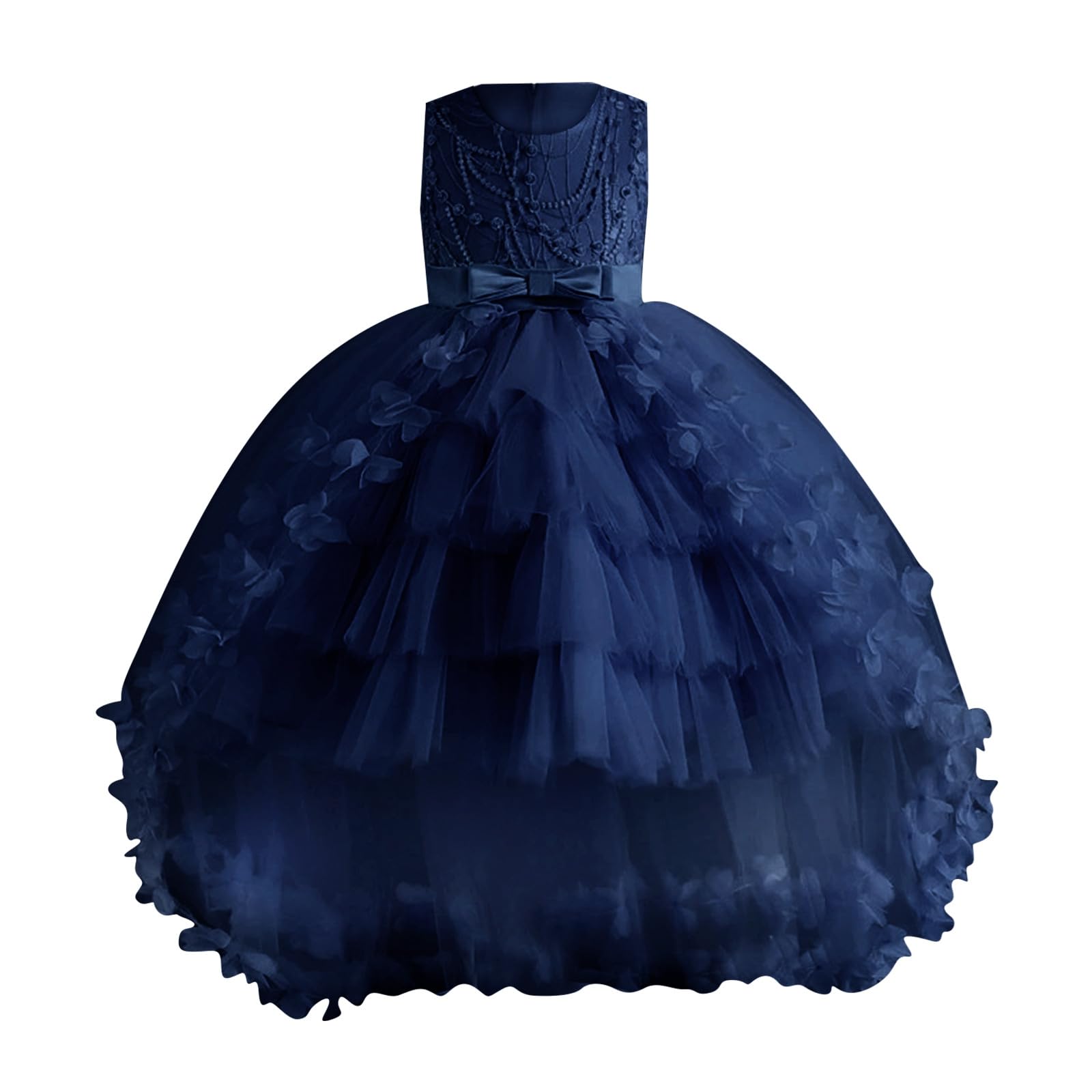 Generico Abito Principessa Ragazza Spalline Sottili Eleganti Abito Senza Maniche Leggero Maniche Corte Traspirante Elegante Vestito da Bambina Vestito Cerimonia Formale Comodo e Confortevole