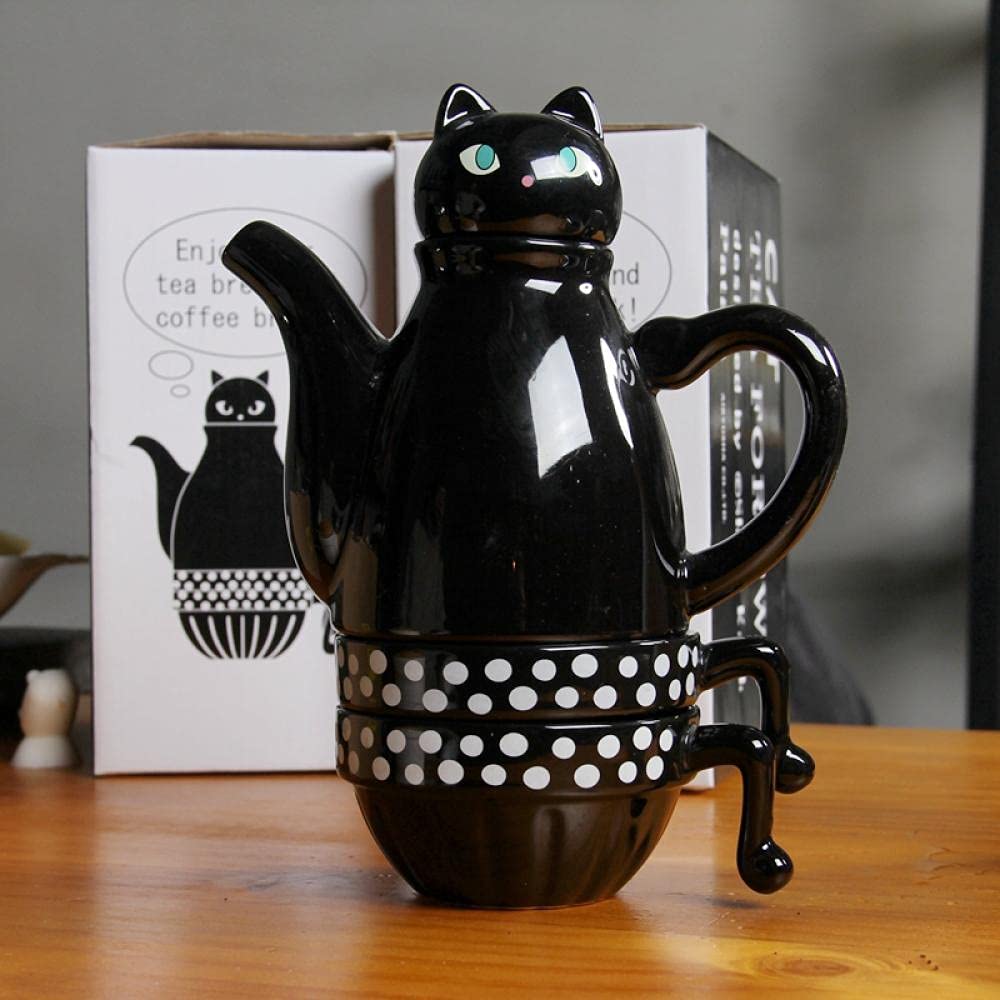 Czajniczek Zaparzacz Do Herbaty Czajniczek Ekspres Do Herbaty Czajnik Czarny Kota Zestaw Kreatywny Ceramiczny Czajniczek Zestaw Domowy Spersonalizowany Herbaciany Czajnik Z Filtr Herbaty Zestaw Filiża