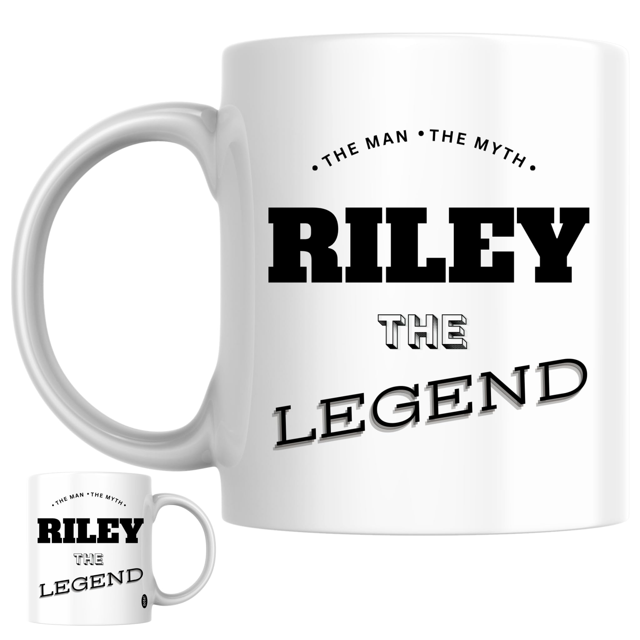 Designs of note! The Man, The Myth, The Legend Riley Mug | Funny Personalised Name Coffee Cup for Him | Gift for Men and Boys Named Riley