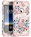 Hocase iPhone 6s Plus Case, Drop Protection Shock Absorbing Silicone Bumper+Hard Shell Hybrid Dual Layer Full-Body Protective Case for iPhone 6 Plus/iPhone 6s Plus 5.5" - Peony Flower/Rose Gold
