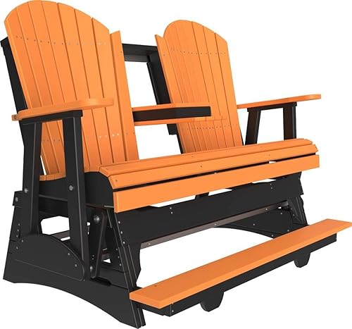 LuxCraft Adirondack - Planeador de balcón de 5 pies con consola desplegable (tangerina sobre negro)