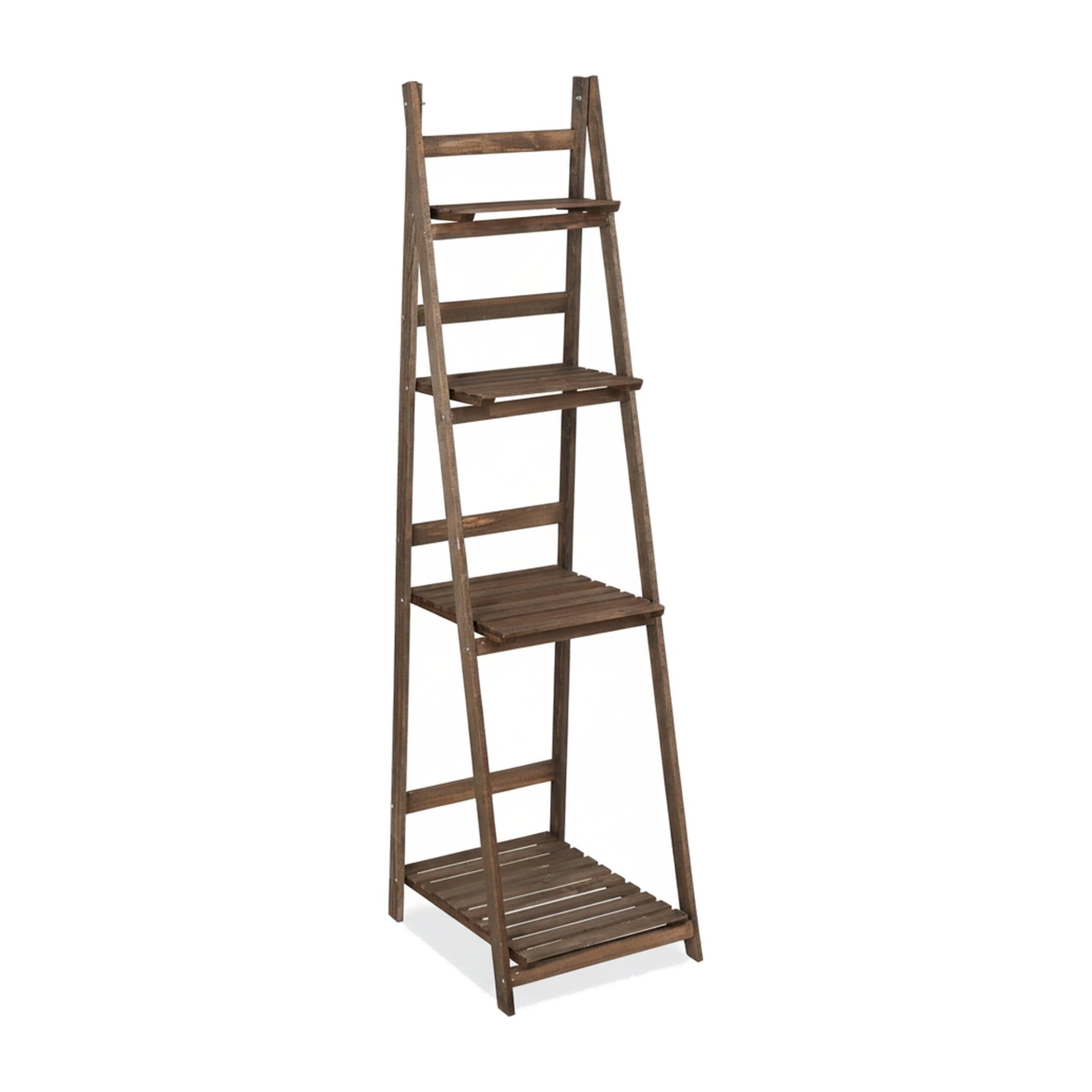 Relaxdays étagère escalier fleurs, 4 niveaux, escalier fleurs bois , pliable, échelle plantes, HlP:160x41x49cm, brun