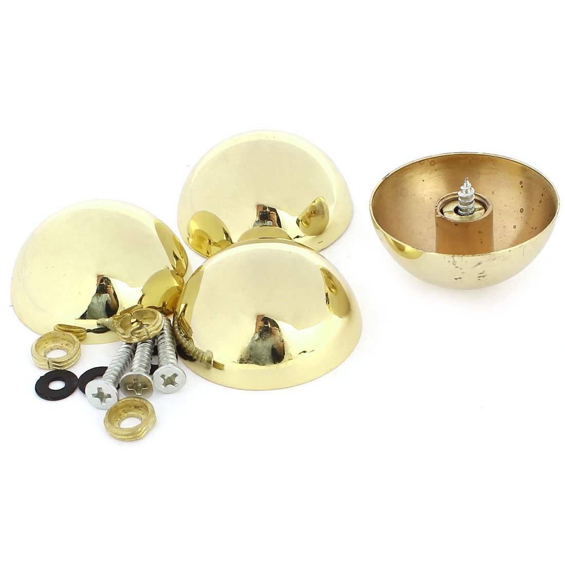Aexit 4 Pcs quality Parts 37mm Dia 16mm Height Zinc Alloy Glass Mirror Screw Cap Gold Tone Model:16as391qo623