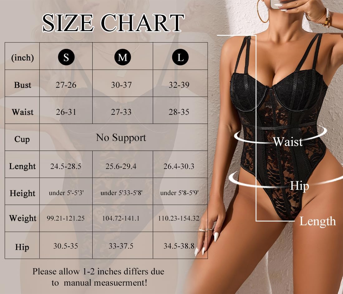 Women Sexy Lace Teddy One Piece Bodysuit Push Up Lingerie Babydoll Nightwear - Image 6