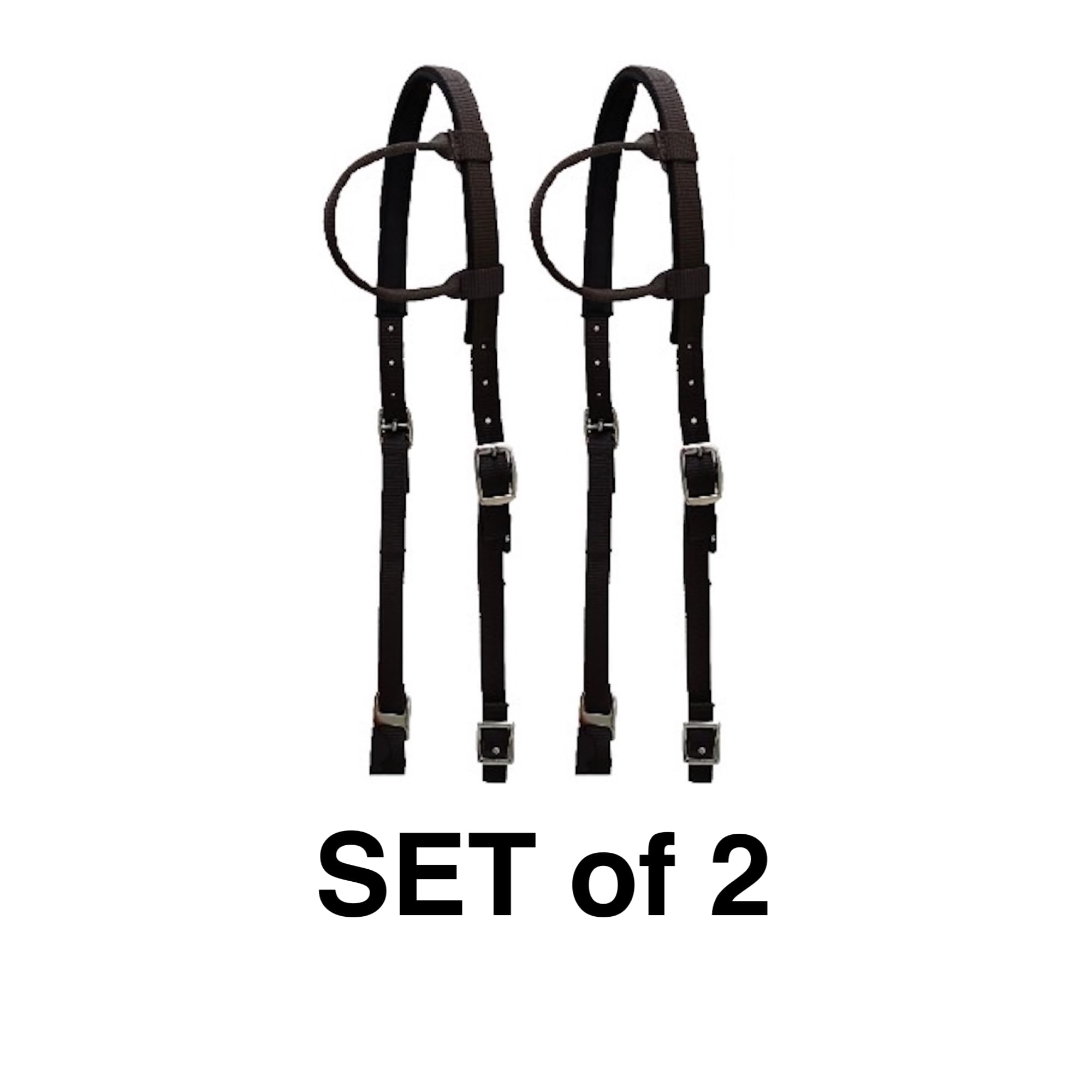 Majestic Ally Nylon Padded Sliding Single Ear Headstall for Horses- Set of 2 - Multiple Colors (Chocolate, Full) - Image 2