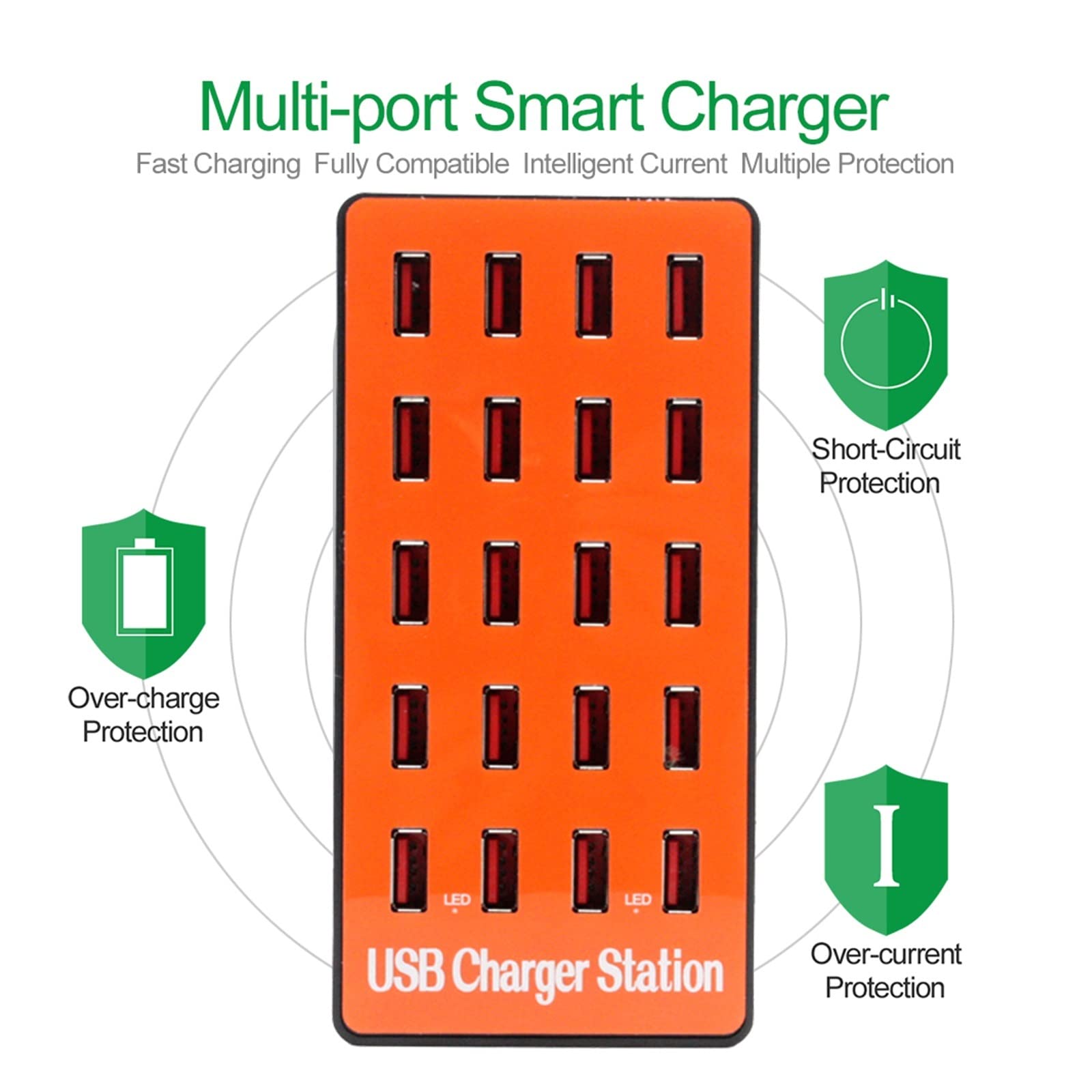 Caricabatterie multi USB da 90 W, HUB con 20 porte, dock for stazione di ricarica casa universali parete for telefoni cellulari Design portatile