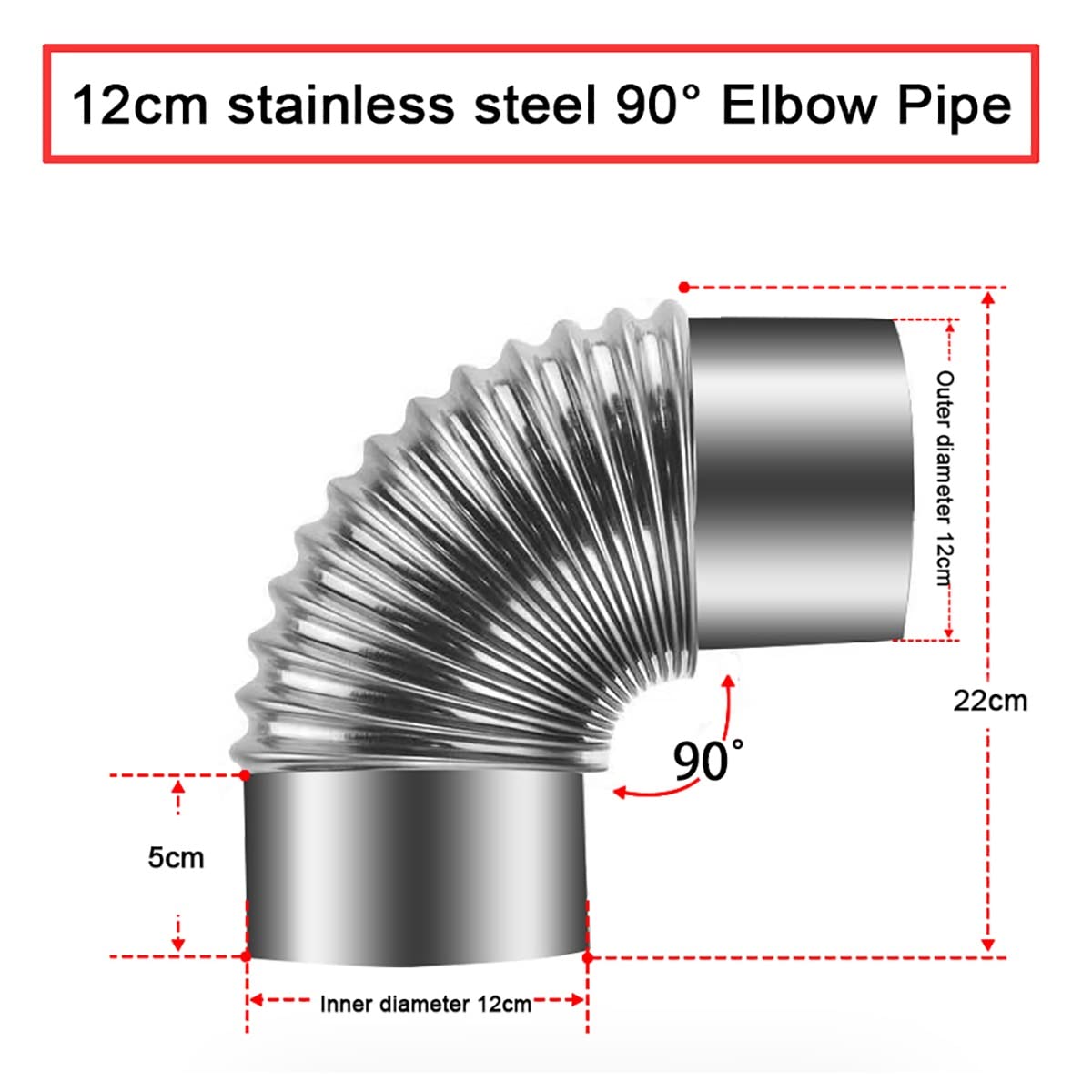 Przyłącze wody kuchennej, Kolano kominowe odporne na ciepło, kolano z gwintem 50-120 mm(12cm)