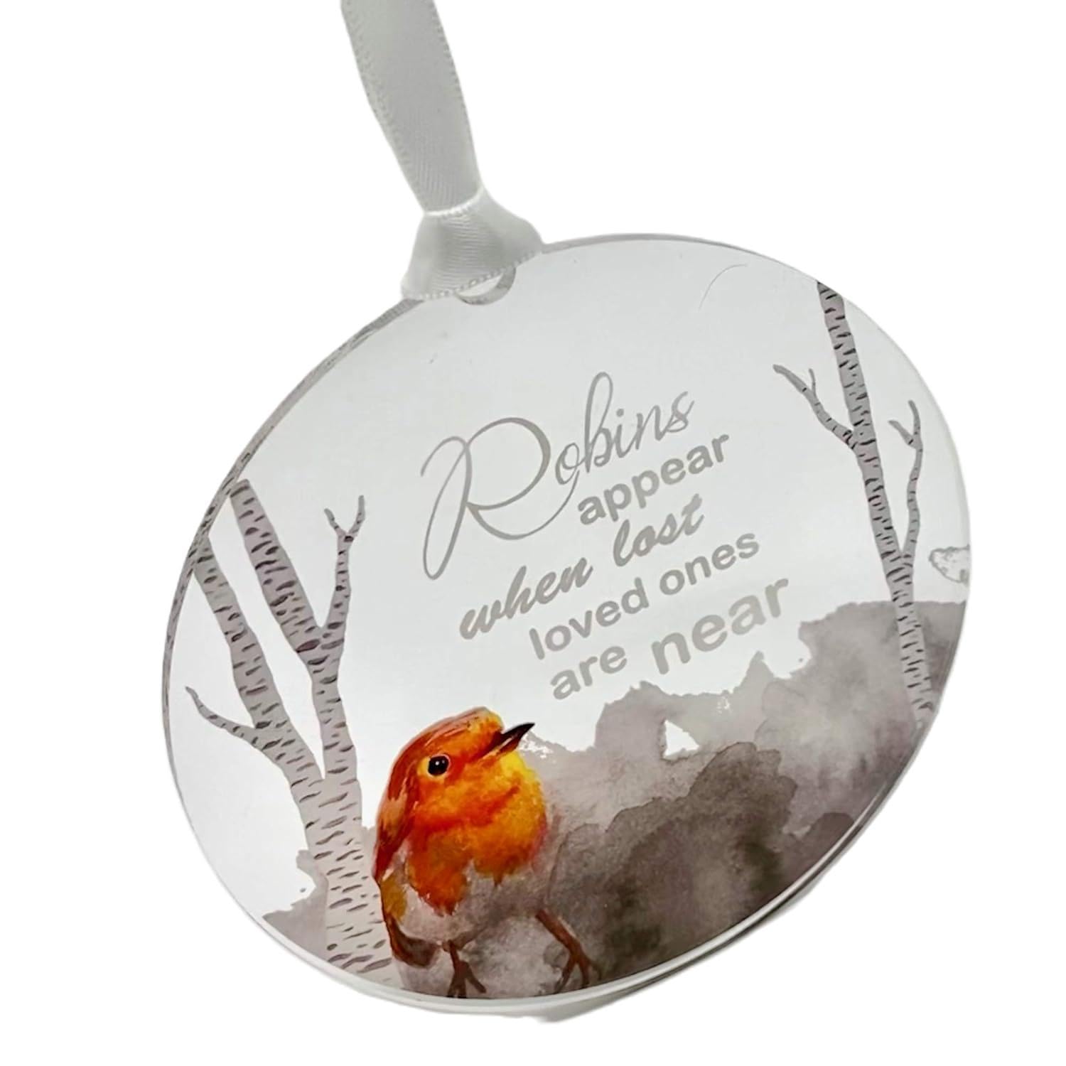 Robins appear when lost loved ones are near Acrylic Tree Bauble