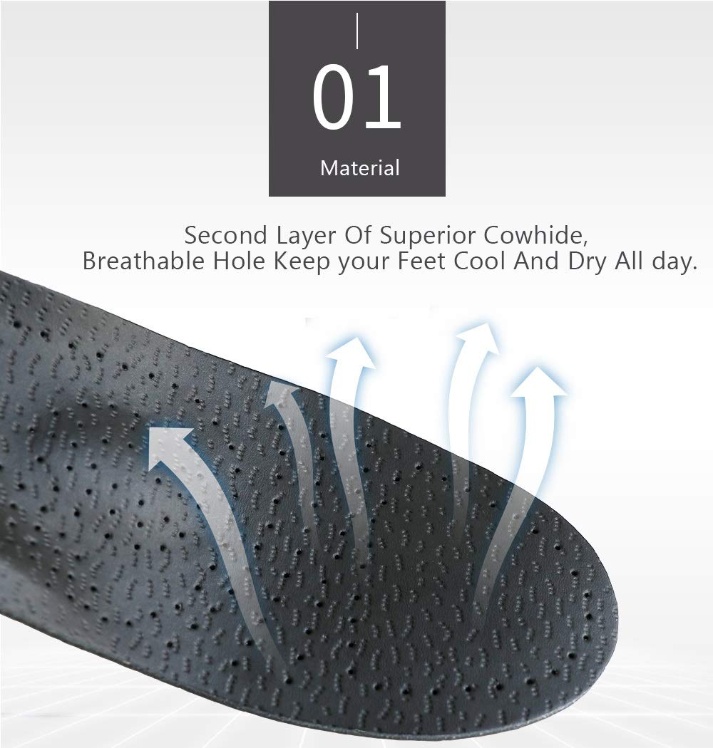 Skórzana wkładka ortopedyczna Damska męska ortopedyczna płaska stopa Heel Arch Support Mężczyźni Damskie buty Wkładka podeszwy Insertion (Rozmiar: EUR 41-42) (EUR 39)