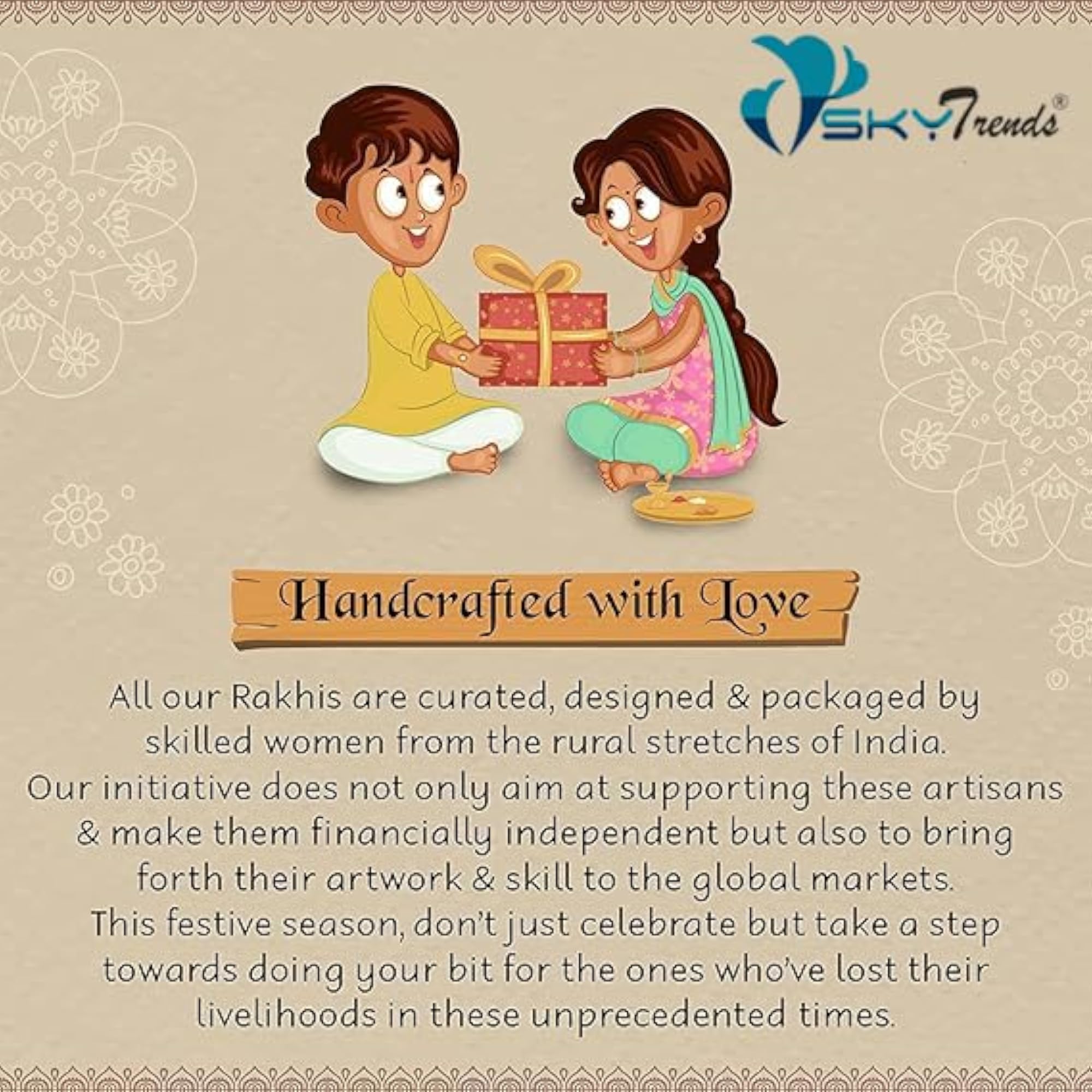 Set of 2 Elegant Kundan Gold Plated Rakhi for Brother