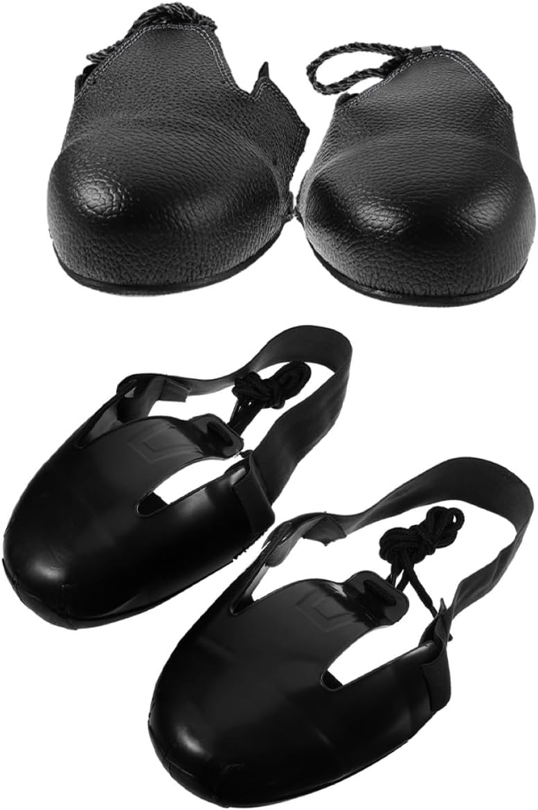 WOONEKY Steel Toe Covers Safety Shoe Covers with Elastic Strap, Anti-smash Protective Metal Toe Guards for Industrial Work, 2 Pairs Unisex Overshoes for Workplace Safety