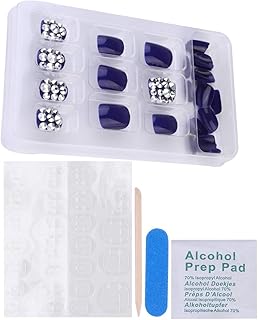 FRCOLOR 24 Pcs Unhas Postiças Artificiais Dicas de Unhas Curtas Unhas Postiças Cobertura Completa Imprensa sobre Unhas de Gel Dicas de Arte Ferramentas de Salão de Beleza (Azul)