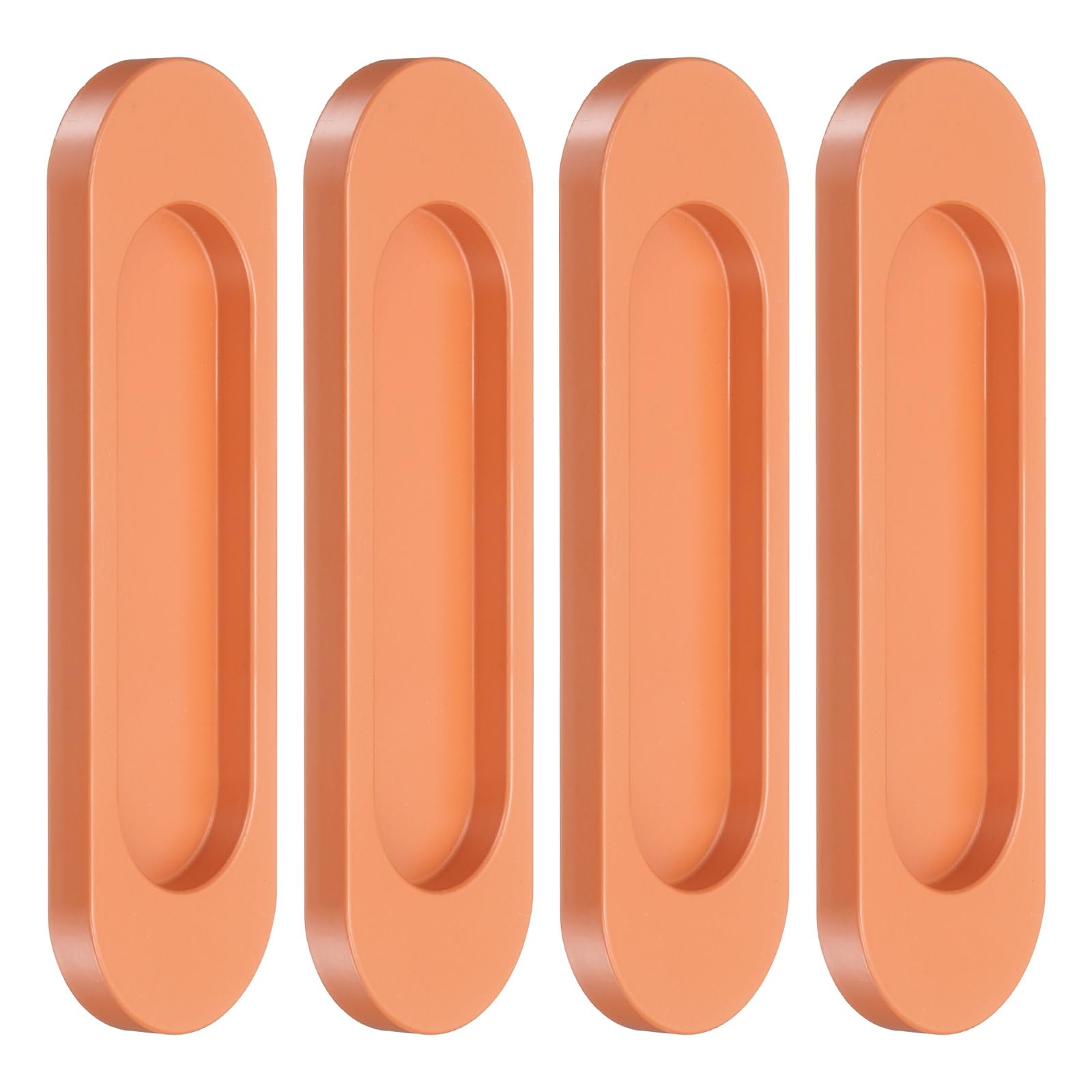 sourcing map 4Pcs Self-Stick Oval Sliding Door Pulls, 3.9" Aluminum Alloy Sliding Cupboard Door Handle Finger Push Pulls for Sliding Barn Door Windows Cabinets, Orange