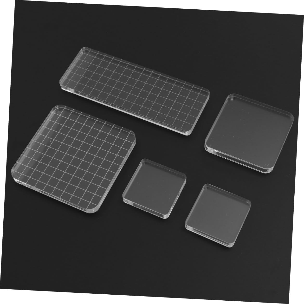 SEWACC 5pcs Acrylic Stamping Blocks Set DIY Craft Stamps Handle for Scrapbooking Making Scrapbooking Junk Journal Supplies
