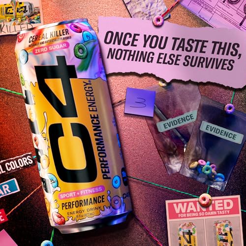 Image of C4 Energy Carbonated Zero Sugar Energy Drink, Pre Workout Drink + Beta Alanine, Cereal Killer, 16 Fl Oz Can (Pack of 12)