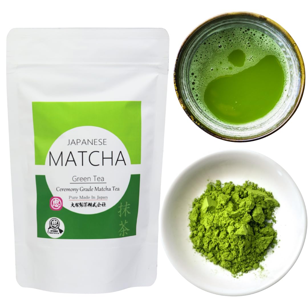 Otsuka Green Tea Co - Ceremonial Matcha Powder - First Harvest Ceremonial Grade Matcha Powder - Made in Shizuoka Prefecture Kakegawa City Japan (Large 100g)