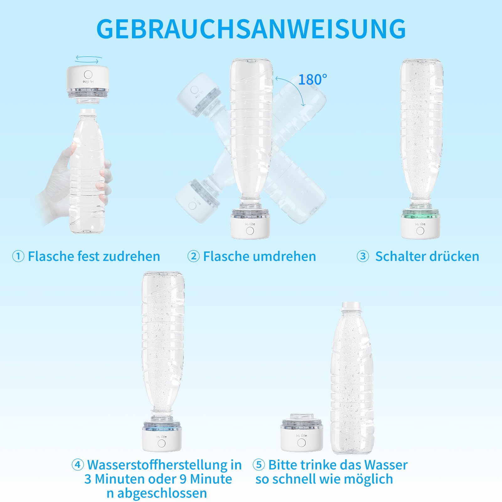 generatore di acqua all'idrogeno con tecnologia SPE PEM, ionizzatore dell'acqua, generatore di bottiglie d'acqua all'idrogeno, macchina per acqua all'idrogeno (bianco)