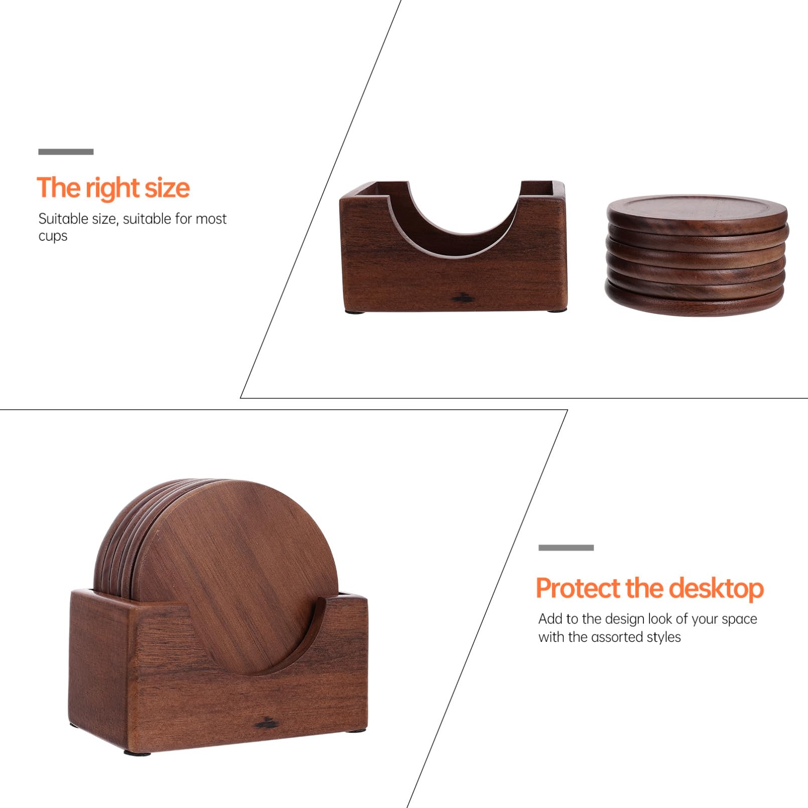 IMIKEYA Set di 6 Sottobicchieri in Legno Robusti Color Caffè, Protezione Elegante per Superfici da Gocce e Macchie, per Uso Domestico e Bevande
