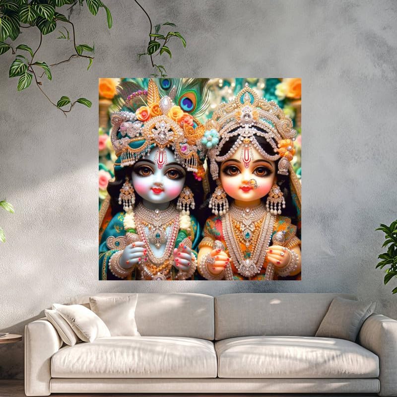 Image of British Terminal Cute little Bal Gopal Baby God Krishna| Kanha Ji | Laddu Lord Makhan Chor Painting Religious Poster for Pregnant Women for wall (matt thin vinyl,sticker,multicolor,unframed)| bj246