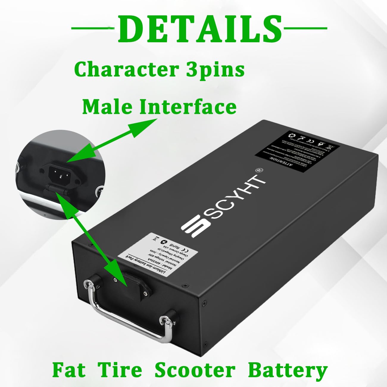 Herausnehmbarer Akku 48 V Lithium-Akku 60 V 20 Ah 18 Ah 25 Ah 30 Ah Li-Ion-Akkus 72 V Motorradakkus mit Ladegerät und BMS für Motoren von 250 W bis 1800 W
