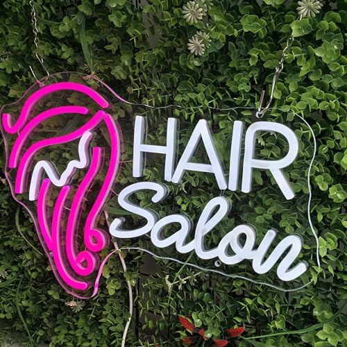 Image of Hair Salon Neon Sign for Wall Decor, LED Neon Signs Lights, Pink Salon Hair Tech Decor Neon Signs for Barber Shop, Beauty Salon Studio Beauty Room Business Sign
