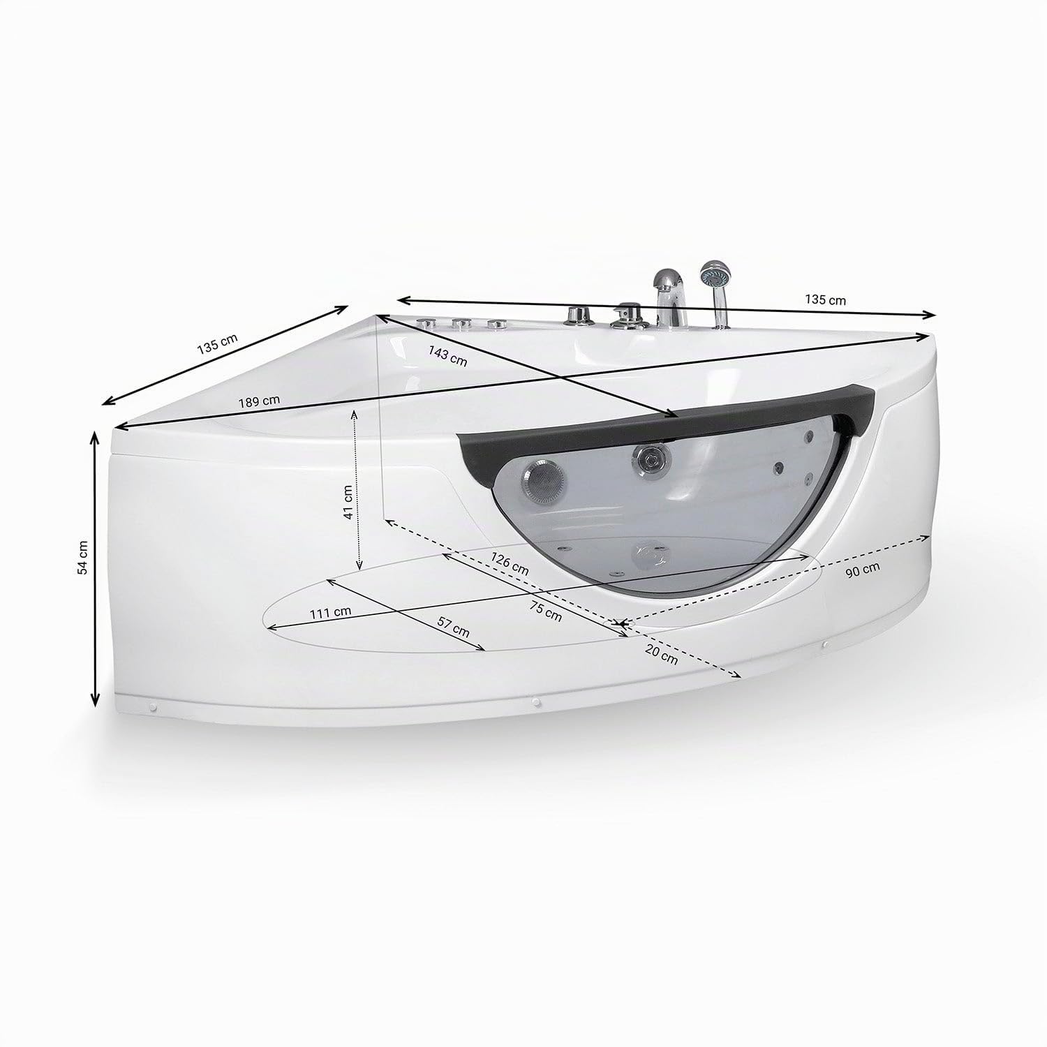 TASMANIE Jets - Vasca idromassaggio oblò L 135 x l 135 cm, by SPALINA