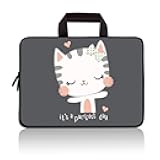 14 15 15.4 15.6 inch Laptop Handle Bag Computer Protect Case Pouch Holder Notebook Sleeve Neoprene Cover Soft Carrying Travel Case for Dell Lenovo Toshiba HP Chromebook ASUS Acer (Cute Cat)