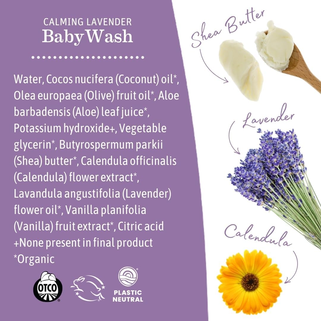 Earth Mama Calming Lavender Baby Wash with Gentle Castile Soap for Sensitive Skin, 5.3-Fluid Ounce