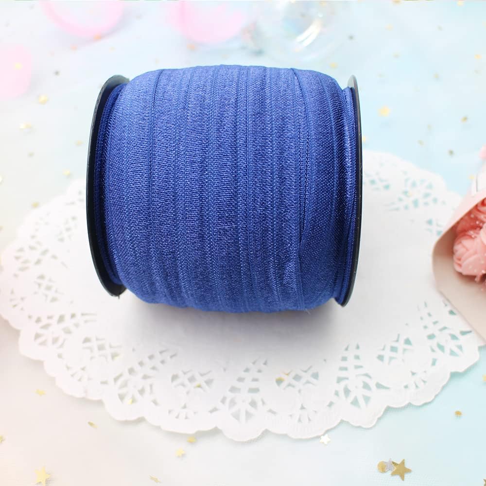 Navy Blue Fold Over Elastic 5/8" x 40yds for Sewing image 2