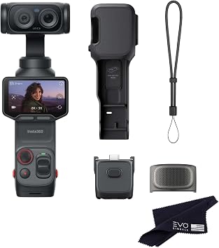 Insta360 Luna Cosmic Black Ultra Bundle- 8K Vlogging Camera with Dual Leica Lenses, 12 Zoom, 1" Sensor, Detachable 2" Touchscreen, Triple AI Chip, Pocket Gimbal Camera for Vlog Photography