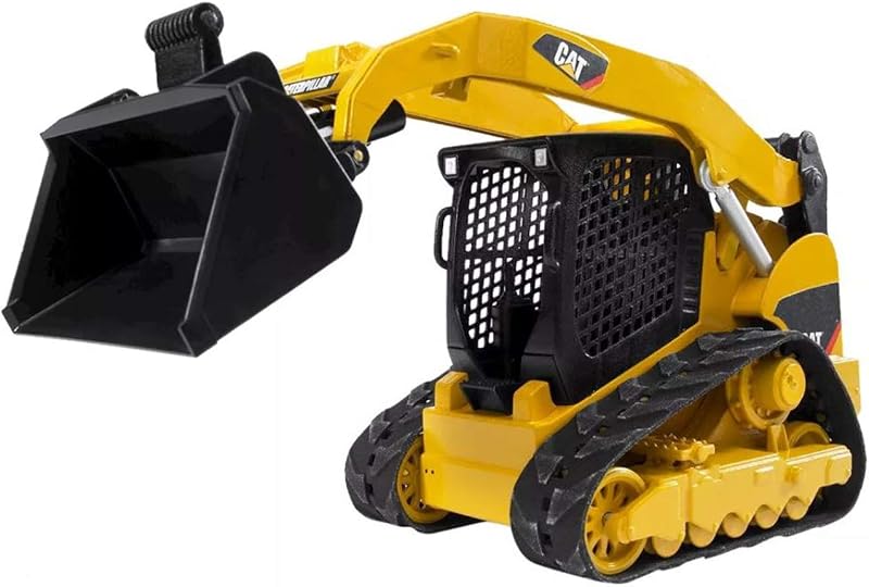 Bruder 02137 Construction Realistic CAT Compact Track Loader with Adjustable and Lockable Loading Arm and Moveable Rubber Chains - Ages 3+