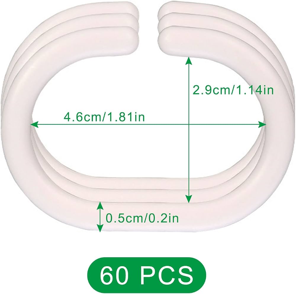 Lot de 24 Anneaux de Rideau de Douche en Plastique Blanc, Crochets C, Pour Tringles Salle de Bain | Leroy Merlin