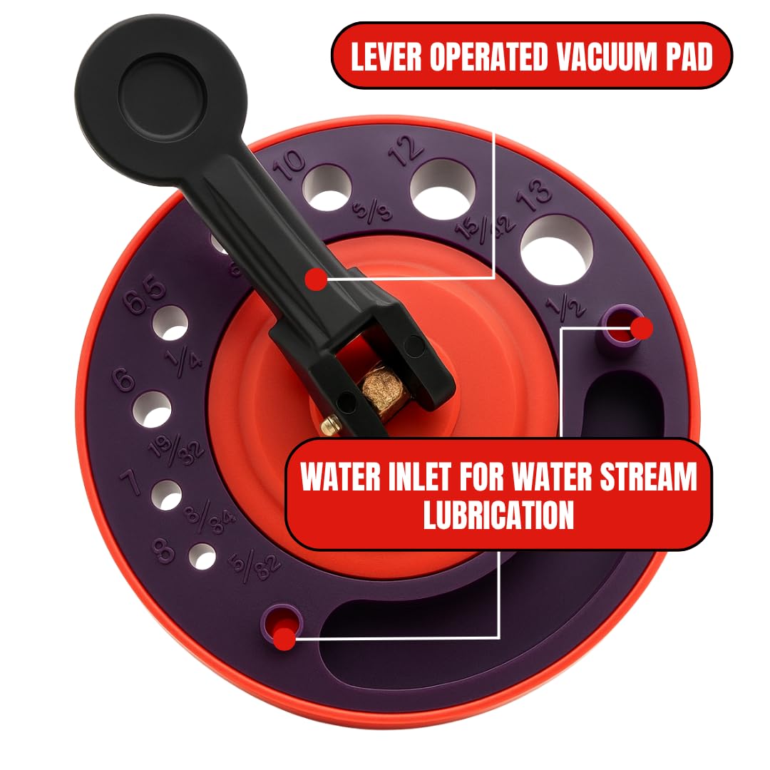 QUIX Drill Guide with Suction Back | 8 Metric & SAE Sizes | Water  Lubrication System | For Tiles Surfaces | Horizontal/Vertical Usage |  4-3/8" (11.1 cm) Diameter | Ideal for Baths, Pools, Counters - Amazon.com