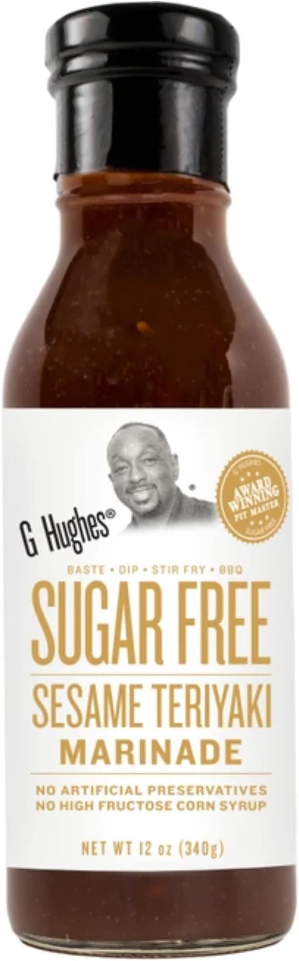 G Hughes Sugar Free, Sesame Teriyaki Marinade - Gluten Free Teriyaki Sauce, Asian Sauces, Sugar Free BBQ Sauces, No Added Sugar - 12 Oz (1-Pack)