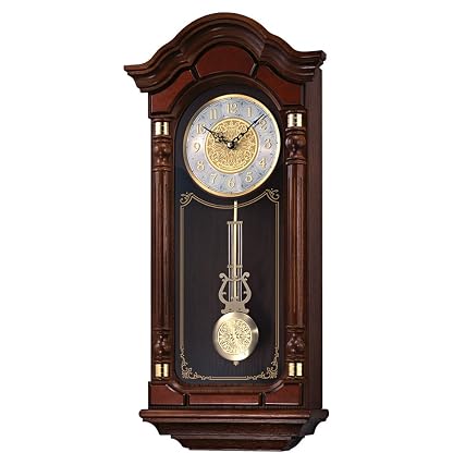 SEIKO QXH 004 BLH Oak Wood Pendulum Wall Clock with Chimes, Dark Brown, 28 x 12 . 5 x 6 Inches