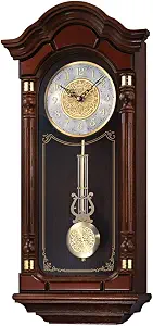 Seiko Oak Wood Pendulum Wall Clock with Chimes, 28 x 12.5 x 6 Inches