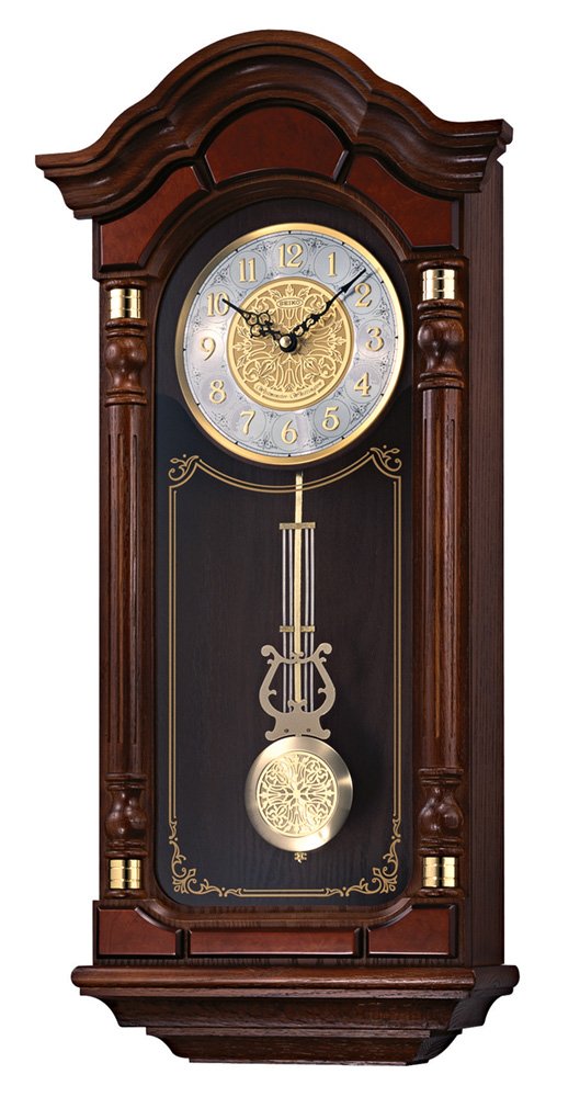 SEIKO QXH004BLH Oak Wood Pendulum Wall Clock with Chimes Dark Brown 28 x 12 5 x 6 Inches